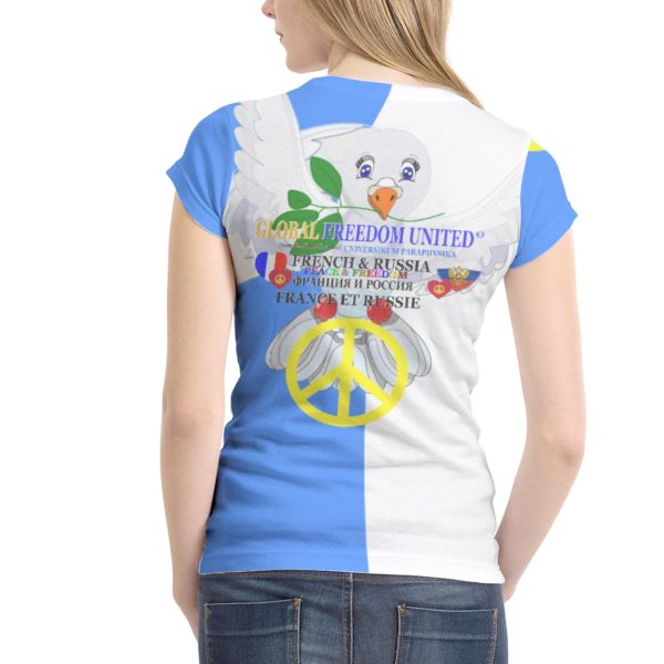 Women´s T-shirt 1 GLOBAL FREEDOM UNITED© Women French & Russia Blue Hot on Sale