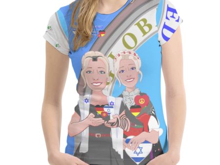 Women´s T-shirt GLOBAL FREEDOM UNITED© Israel & Germany Old Peace Version 2 Blue Online now