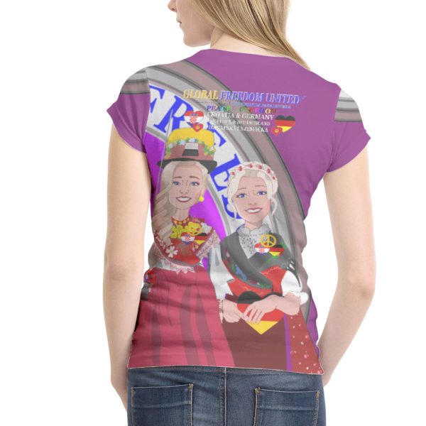 Women´s T-Shirt GLOBAL FREEDOM UNITED© Women Croatia & Germany V1 2 Lilac Sale