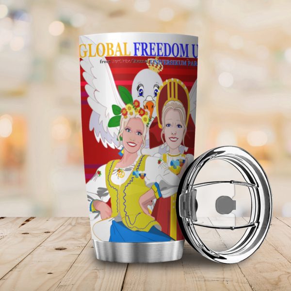 Tumbler Global Freedom United Women Russia & Ukrain Red Fashion