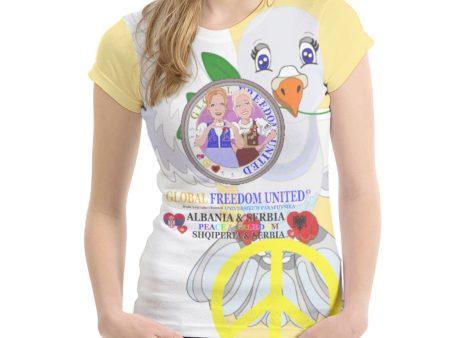 Women´s T-shirt 1 GLOBAL FREEDOM UNITED© Women Albania & Serbia Yellow Hot on Sale