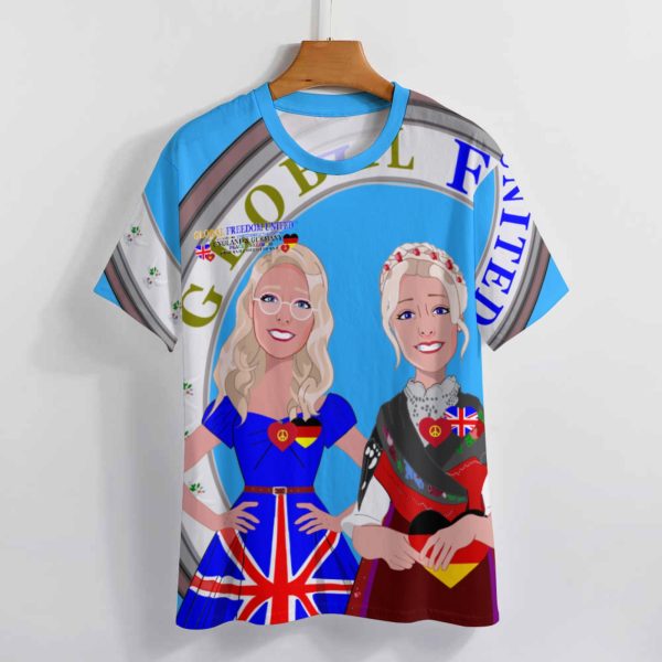 Women´s T-shirt 2 GLOBAL FREEDOM UNITED© Women England & Germany  Blue Online