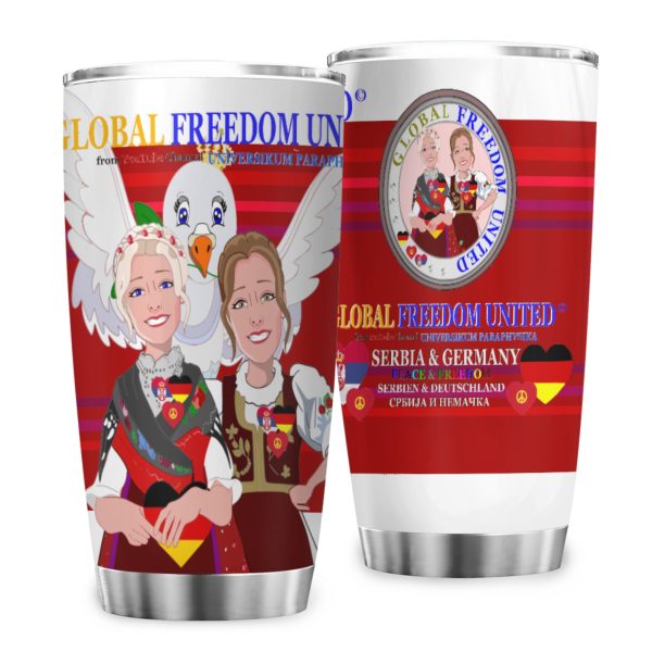 Tumbler GLOBAL FREEDOM UNITED© Women Serbia & Germany Red Cheap