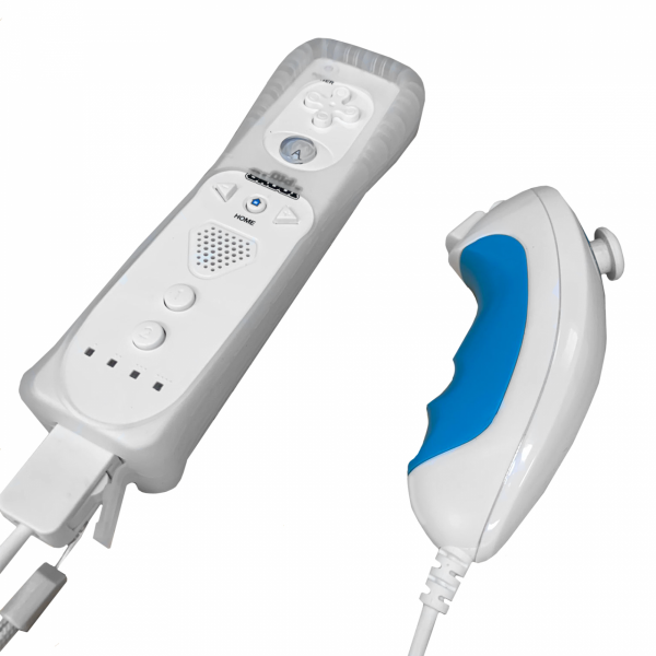 Wii   Wii U Remote and Nunchuk Controller Combo: White - Old Skool Discount