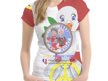 Women´s T-shirt GLOBAL FREEDOM UNITED© Women French & Germany Red Sale