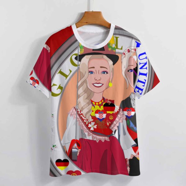 Women´s T-Shirt  GLOBAL FREEDOM UNITED© Women Croatia & Germany V2 2 Red Online Sale