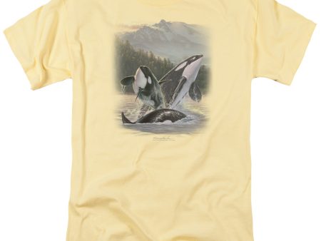 WILDLIFE : BREACHING ORCAS S\S ADULT 100% COTTON 18\1 T-SHIRT BANANA XL Hot on Sale