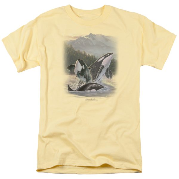 WILDLIFE : BREACHING ORCAS S\S ADULT 100% COTTON 18\1 T-SHIRT BANANA XL Hot on Sale