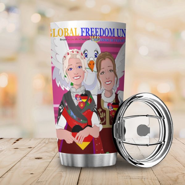 Tumbler GLOBAL FREEDOM UNITED© Women Serbia & Germany Pink1 Cheap