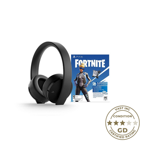 PS4 Gold Wireless Headset Jet Black Fortnite Neo Versa Sony -- Condition: Good Sale