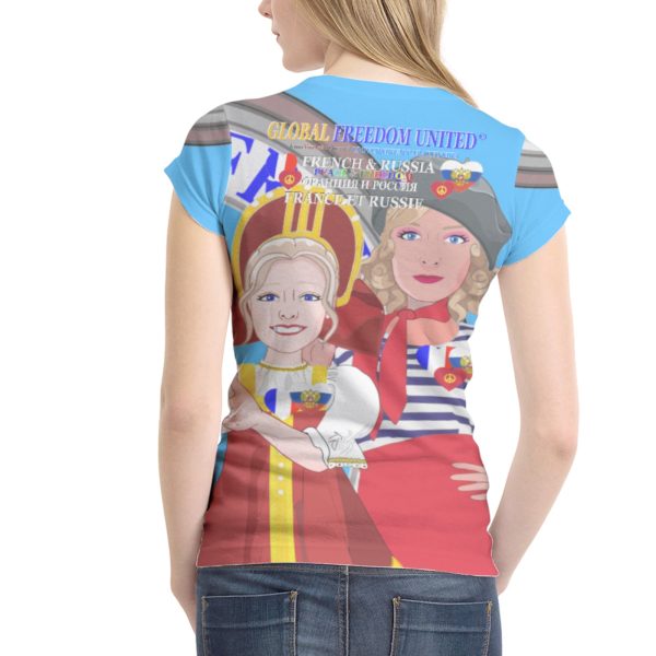 Women´s T-shirt 2 GLOBAL FREEDOM UNITED© Women French & Russia Blue Sale