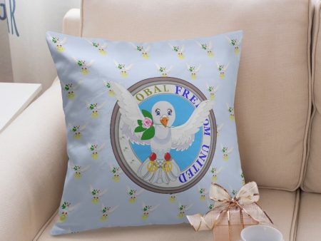 GLOBAL FREEDOM UNITEDE DOVE OF PEACE OLD PEACE LIGHT BLUE 18   Square Pillow Cover Online