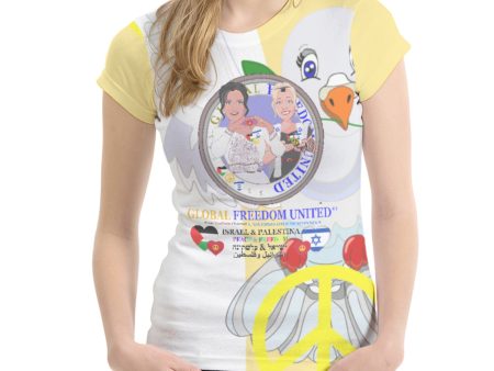 Women´s T-shirt 1 GLOBAL FREEDOM UNITED© Women Palestina & Israel Yellow Online Sale