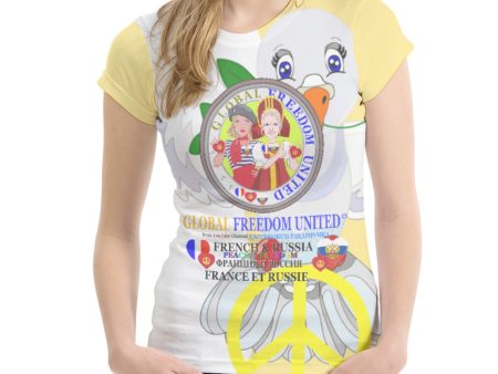 Women´s T-shirt 1 GLOBAL FREEDOM UNITED© Women French & Russia Yellow Cheap