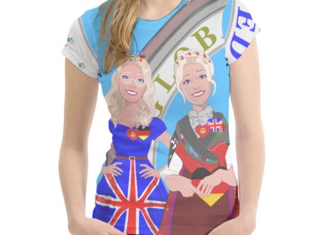 Women´s T-shirt GLOBAL FREEDOM UNITED© Women England & Germany Blue For Cheap