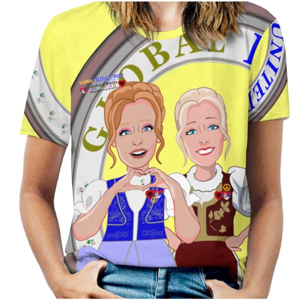 Women´s T-shirt 3 GLOBAL FREEDOM UNITED© Women Albania & Serbia Yellow Online Hot Sale