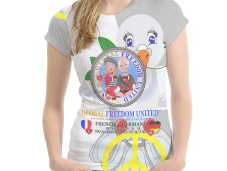 Women´s T-shirt Global Freedom United French & Germany Grey Version 1 For Cheap