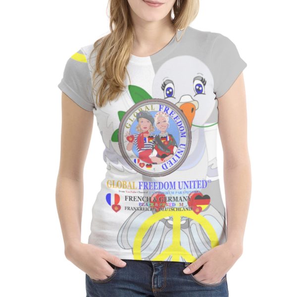 Women´s T-shirt Global Freedom United French & Germany Grey Version 1 For Cheap