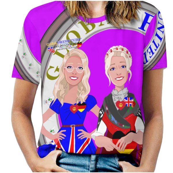 Women´s T-shirt 2 GLOBAL FREEDOM UNITED© Women England & Germany  Lilac Discount