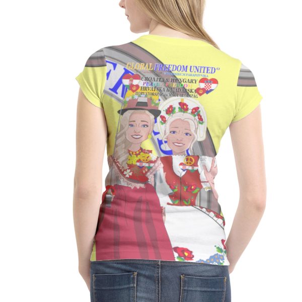 Women´s T-Shirt GLOBAL FREEDOM UNITED© Women Croatia & Hungary V1 Yellow Online