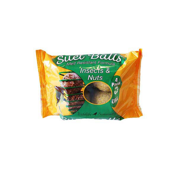 WILDLIFE SCIENCES SUET BALLS INSECTS & NUTS 4 PACK (1.15 lbs) For Cheap